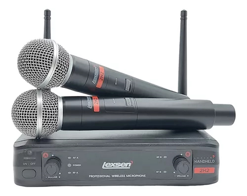 LEXSEN 2H2 Doble Micrófono Inalámbrico de Mano UHF