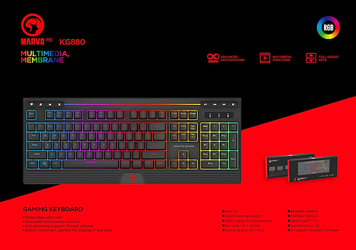 MARVO KG880 Teclado Gamer Con Luces