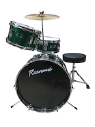 RESOUND JBP1042GREEN Batería Infantil 3 Cuerpos con Platillo y Banqueta Verde