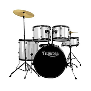 THUNDER JBP0901PLA Batería de 5 Cuerpos con Fierros y Platillos Plateada