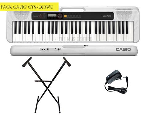 CASIO Pack Casio Teclado + Soporte + Fuente Teclado 61 Teclas Casio CTS200 Blanco + Soporte + Fuente