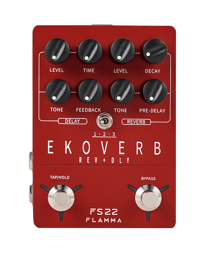 FLAMMA FS22 EKOVERB Pedal de Efecto Delay + Reverb+TapTempo+ Freeze Trail+Stereo