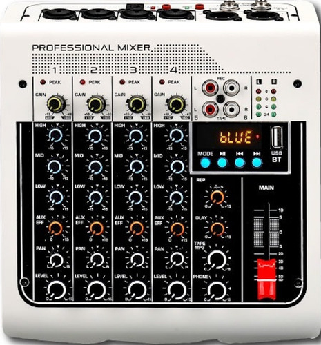 ROSS PA MX400 Mixer | 4 canales | XLR/TRS | Bluetooth | Reproductor USB |