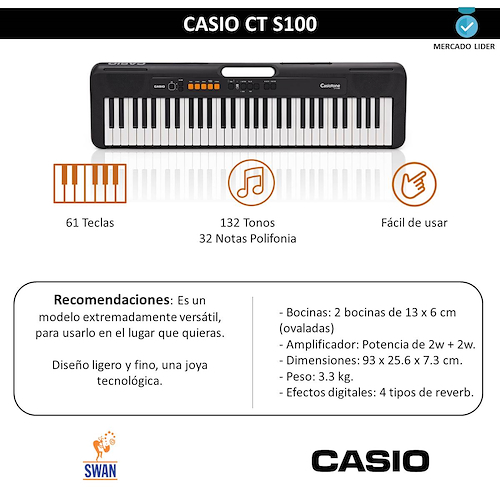Teclado Casio CT-S100 61 Teclas