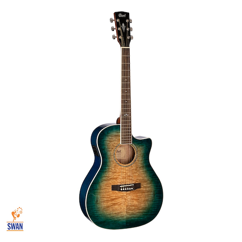 Guitarra Electroacustica Acero CORT GA-QF-CBB Coral Blue Burst c/Funda