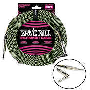 ERNIE BALL P06077 Textil Pl/Pl R-L Negro/Verde 3mts Cable Instrumento