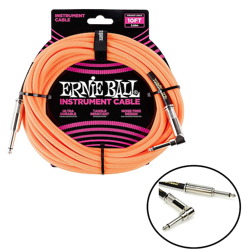 Cable Instrumento ERNIE BALL P06079 Textil Pl/Pl R-L Naranja 3mts