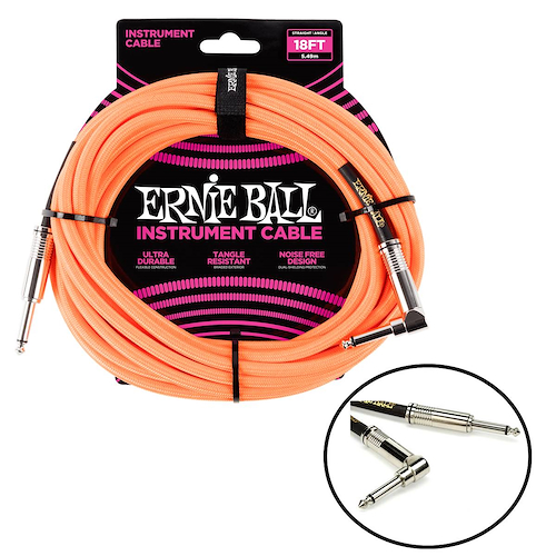 ERNIE BALL P06084 Textil Pl/Pl R-L Naranja 5.5mts Cable Instrumento