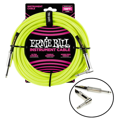 ERNIE BALL P06085 Textil Pl/Pl R-L Amarillo 5.5mts Cable Instrumento