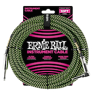 ERNIE BALL P06082 Textil Pl/Pl R-L Negro/Verde 3mts Cable Instrumento