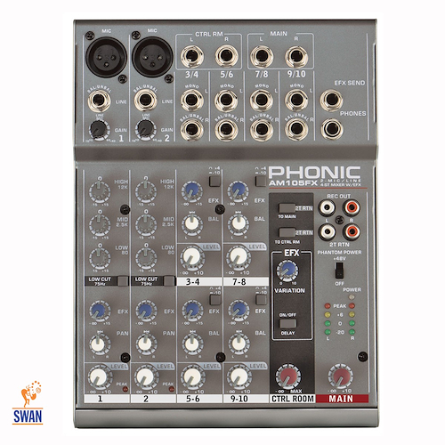 Mixer PHONIC AM105FX Mixer 2 Mic/Linea + 4st, Phantom Multiefe