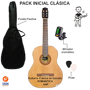 ROMANTICA PACK INICIAL Guitarra Clasica + Funda + Afinador + Púas