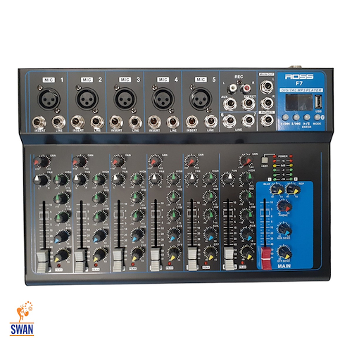 Mixer ROSS PA F-7 8 Canales 2 XLR/TRS + 2 TRS Bluetooth Reproduc