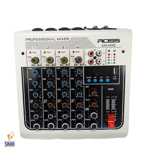 Mixer <br/>ROSS PA MX400 4 Ch XLR/TRS Bluetooth Reproductor USB