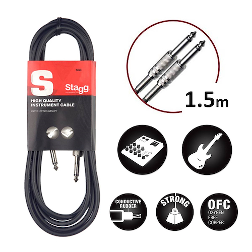 Cable Instrumento <br/>STAGG SGC1.5 Pl/Pl 1.5mts
