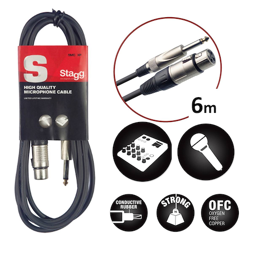 Cable Microfono <br/>STAGG SMC6XP Cn/Pl 6mts