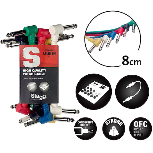 STAGG SPC-0,08LE Pl/Pl Angular 8cm Cable Patch