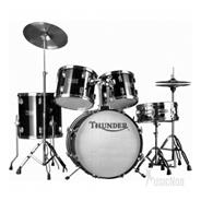 THUNDER JBP0901-BK 5C Fierros+Banqueta+3 Platos Negra Bateria
