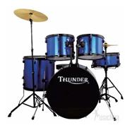 THUNDER JBP0901-MB 5C Fierros+Banqueta+3 Platos Azul Bateria