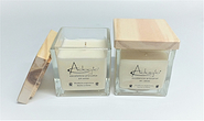 ADAGIO 1243 VELA DE SOJA EN VASO CUADRADO con Tapa Madera 8X8