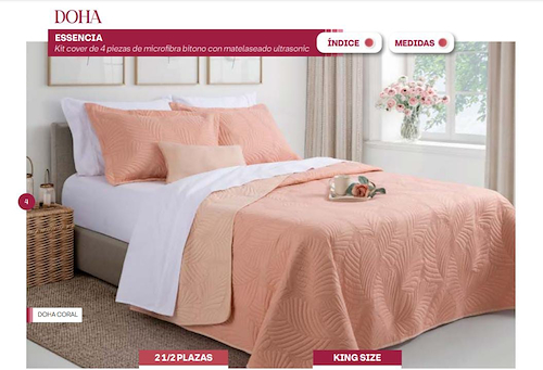 ALCOYANA DOHA CA1741/1 COVERTOR KING + funda almohada+almohadon