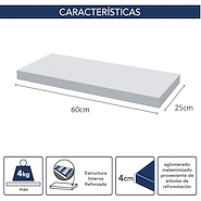 CENTRO ESTANT EF6025 ESTANTE FLOTANTE 60X25 BLANCO