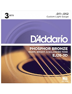 DADDARIO EJ26-3D CUERDA GUITARRA ACUSTICA 11 custom Ligth