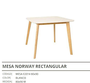DECOTOTALE E2014 NORWAY MESA MADERA RECT. 0.90X0.80 BLANCA