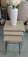DECOTOTALE TC-116 MESA AUXILIAR SET X3 CROMO/TAPA MADERA