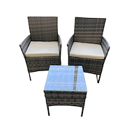 DELOS PRA01GR VARADERO JUEGO JARDIN REC 0.43X0.40 + 2 SILLONES RATTAN gris