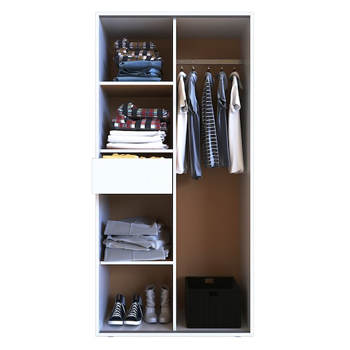 DELOS DEC01BR PLACARD 0.90 BLANCO 2 pts 4 estantes 1 cajon