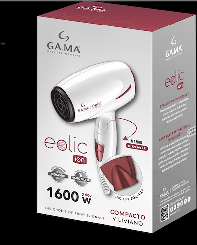 GA.MA ITALY EOLIC ION SECADOR CABELLO 1600w. De Viaje Plegable