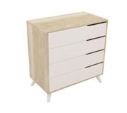 GEZA NEO-0604 COMODA 0.90 BLANCA/NATURAL 4 cajones