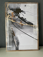 GIORDANO MANCHAS CUADRO 63X93 Marco ROBLE  ABSTRACTO BCO/NEG/DORADO