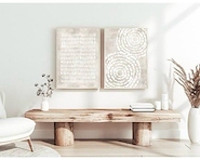 GIORDANO CIRC/RAYAS CUADRO 50X70 Marco ROBLE ABSTRACTO BEIGE/BLANCO