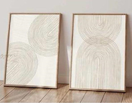 GIORDANO ESPIRAL CUADRO 50X70 Marco ROBLE  ABSTRACTO BLANCO/DORADO