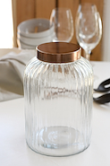 GLAMUR 1453 FRASCO VIDRIO FACETEADO TAPA COBRE 17X27