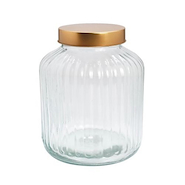 GLAMUR 1452 FRASCO VIDRIO FACETEADO TAPA COBRE 17X20