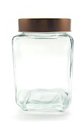 GLAMUR 250 FRASCO VIDRIO CUADRADO TAPA COBRE 9X15