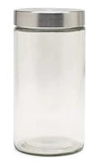 GLAMUR 1464 FRASCO VIDRIO REDONDO TAPA PLATA 8X15