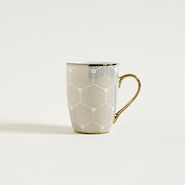 GLAMUR 3636 JARRO CERAMICA  BLANCO Diseño dorado