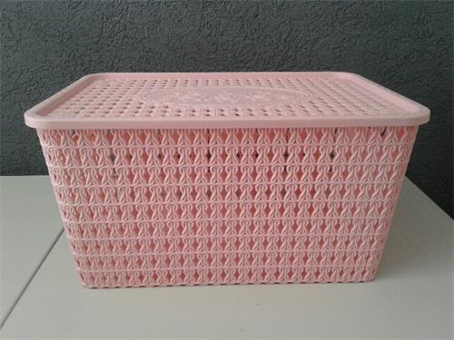 GLAMUR 9220 CANASTO C/TAPA 23X33 PLASTICO rosa