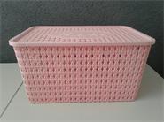 GLAMUR 9220 CANASTO C/TAPA 23X33 PLASTICO rosa