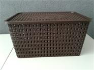 GLAMUR 9220 CANASTO C/TAPA 23X33 PLASTICO marrón
