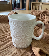 GLAMUR  JARRO CERAMICA  BLANCO Diseño margaritas