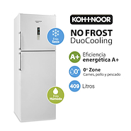 KOHINOOR KHD42D/8 Duo Cooling HELADERA NO FROST 409 LITROS Blanca