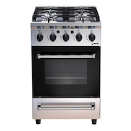 MORELLI 18075 FERRO 550 COCINA IND. 55cm INOX. 4 H. Pta. Vidrio Vitrif. Enc.