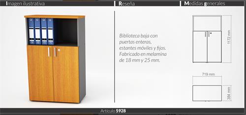 PIRO 5928 (C117+5928) BIBLIOTECA  0.71 GRAFITO/PERAL 2 ptas 1 estante
