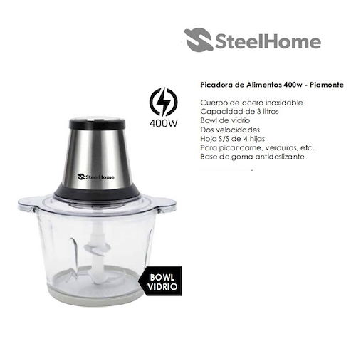 STEEL HOME SH-PA400W PICADOR DE ALIMENTOS 400w. 3 Litros
