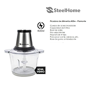 STEEL HOME SH-PA400W PICADOR DE ALIMENTOS 400w. 3 Litros